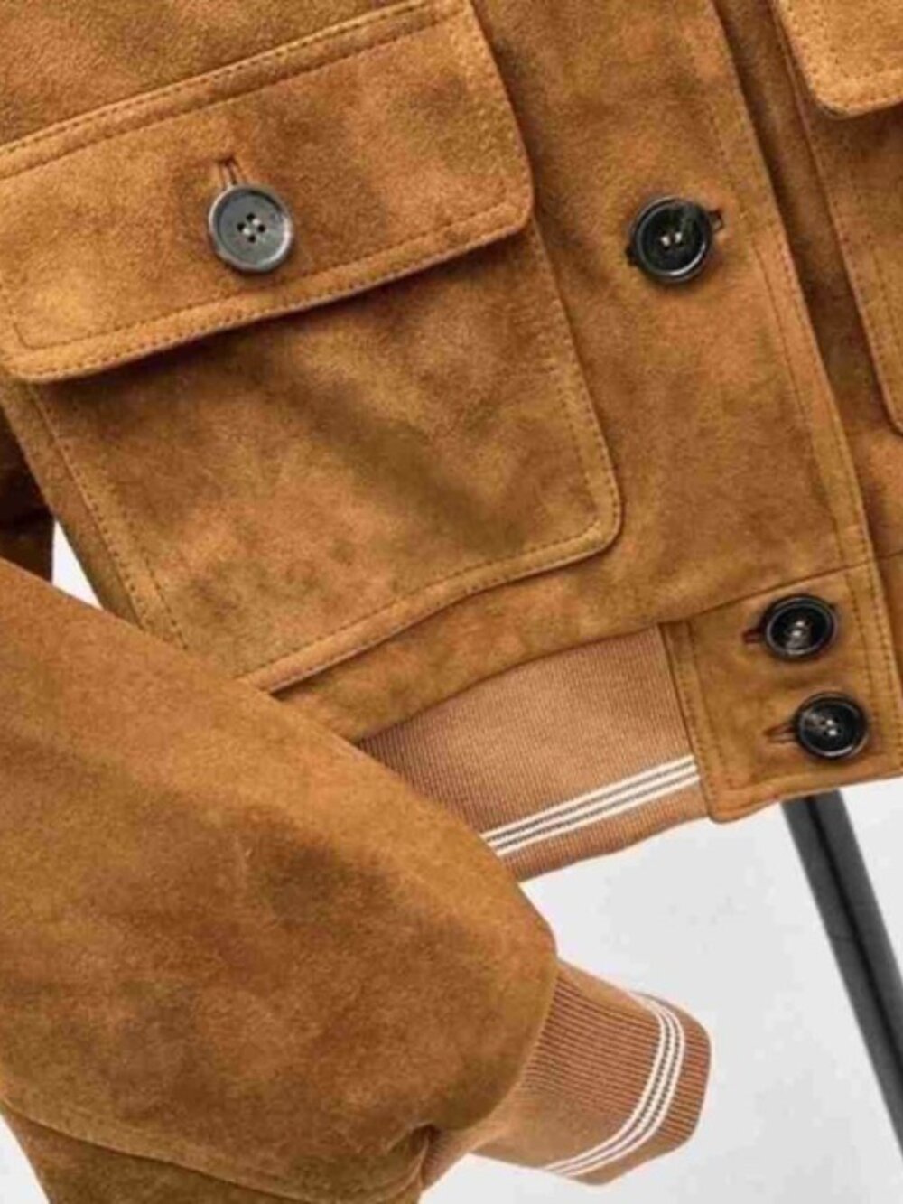 Miu Miu Brown Suede Cropped Bomber Jacket Logo Button Front Pockets - Picture 5 of 7